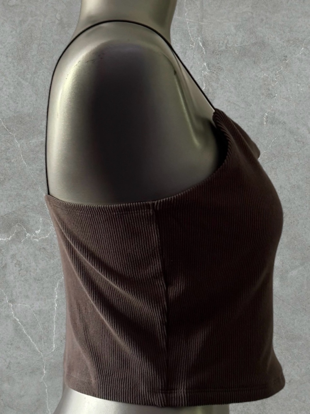 $8 Add-on | Brown Ribbed Spaghetti-Strap Cami - Picture 5 of 14